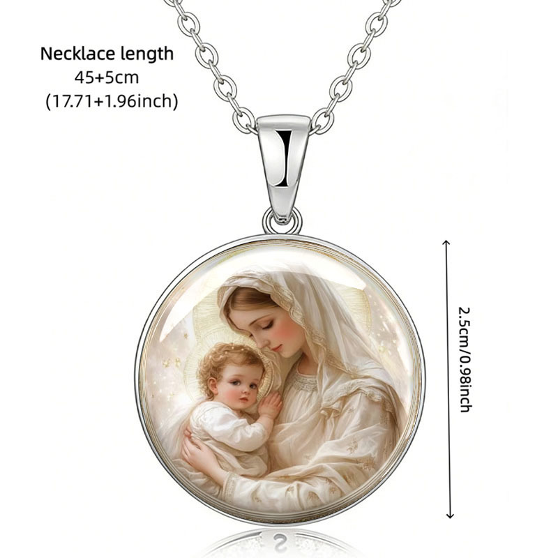 Women's Vintage Holy Pattern Round Pendant Necklace